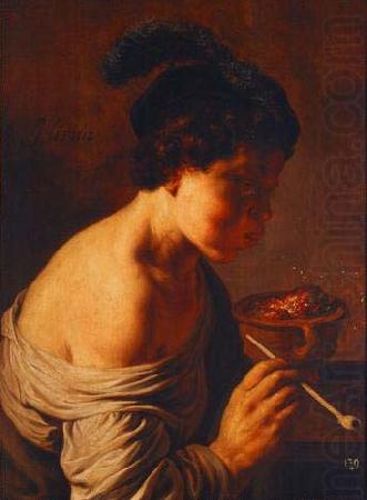 A youth blowing on coals., Jan lievens